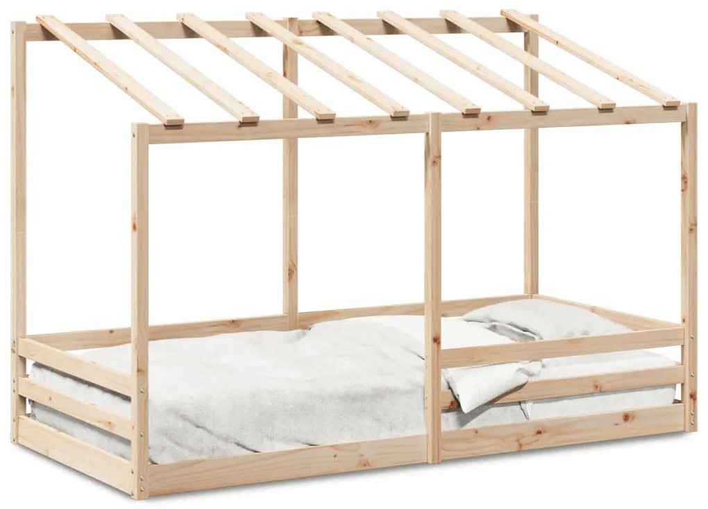 Letto Per Bambini Con Tetto 80x200 Cm İn Legno Massello Di Pino /