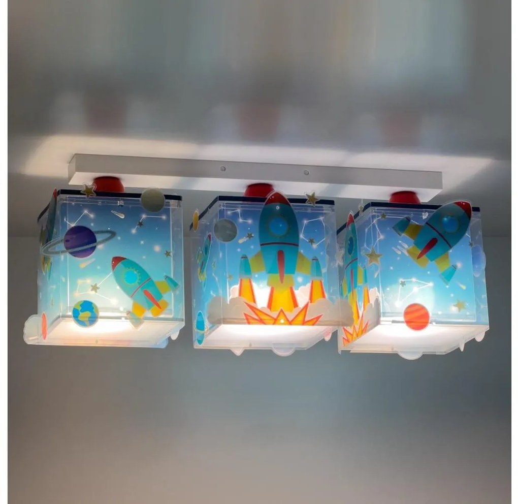Dalber 63353 - Plafoniera per bambini ROCKET 3xE27/15W/230V