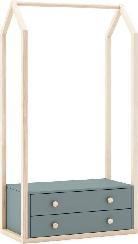 Armadio per bambini verde polveroso a giorno 80x170x40 cm Esteban – Marckeric