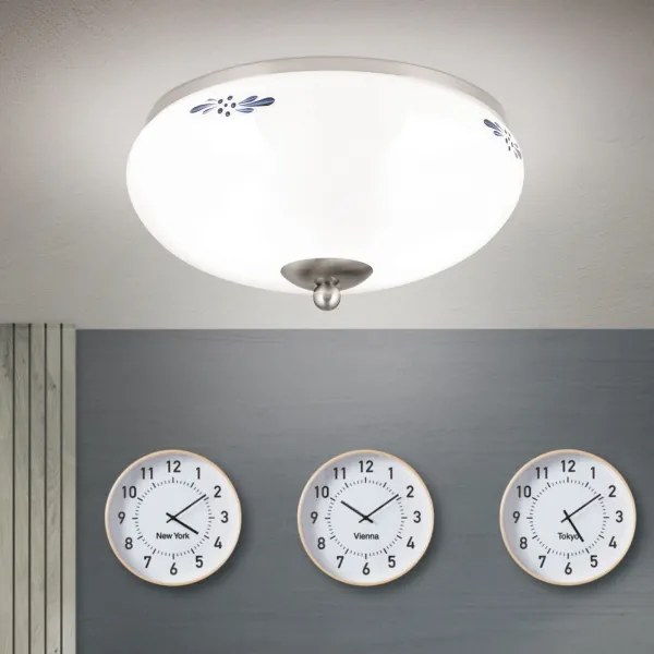 Orion DL 7-673- Plafoniera LANDHAUS 2xE27/60W/230V Ø 28 cm m. cromo/bianco
