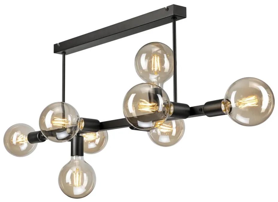 Lampadario a sospensione con supporto rigido ASTRID 8xE27/60W/230V nero