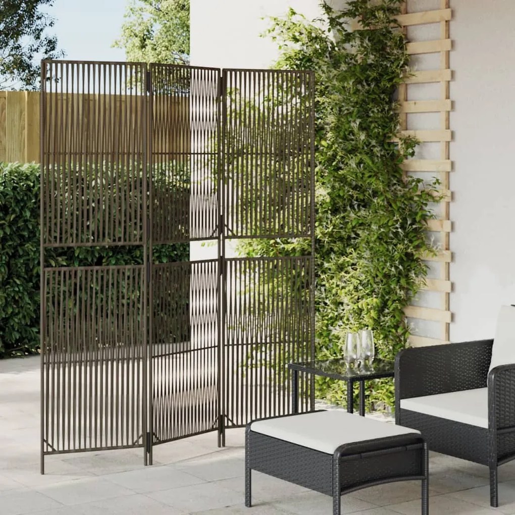 Divisorio Per Ambienti A 3 Pannelli Grigio İn Polyrattan /
