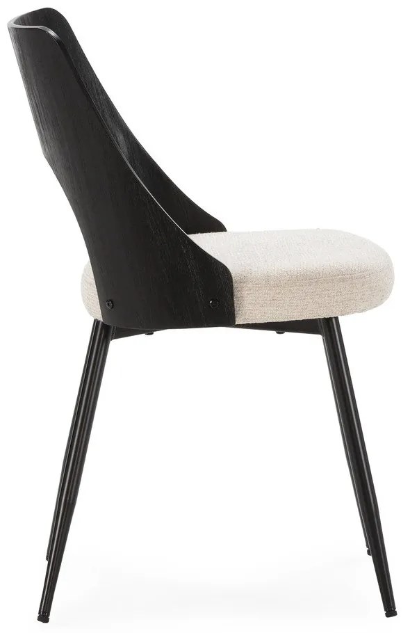 Sedie da pranzo in set nere/color crema in imbottito 2 pz Gilda – MOME