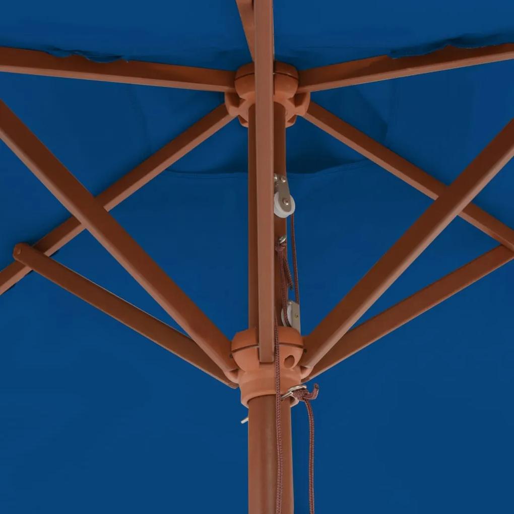 Ombrellone da Esterni con Palo in Legno 150x200 cm Blu