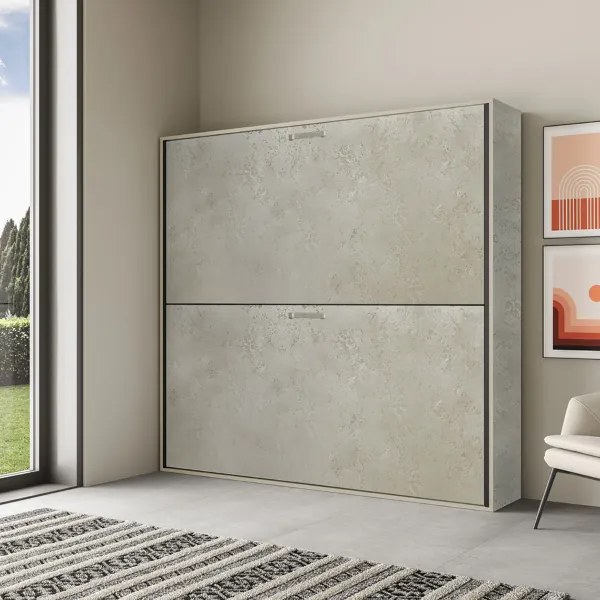 Letto a castello a scomparsa orizzontale NABOR Grigio 200x39xh191 cm