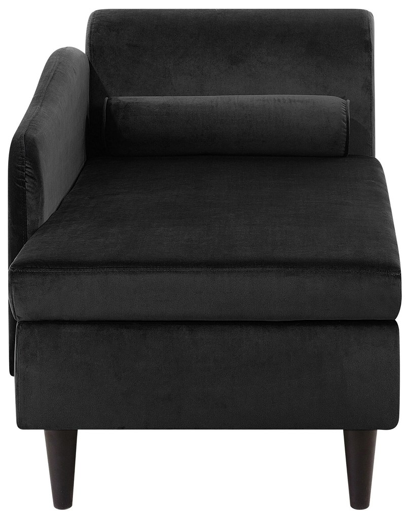 Chaise longue in velluto nero versione destra LUIRO Beliani