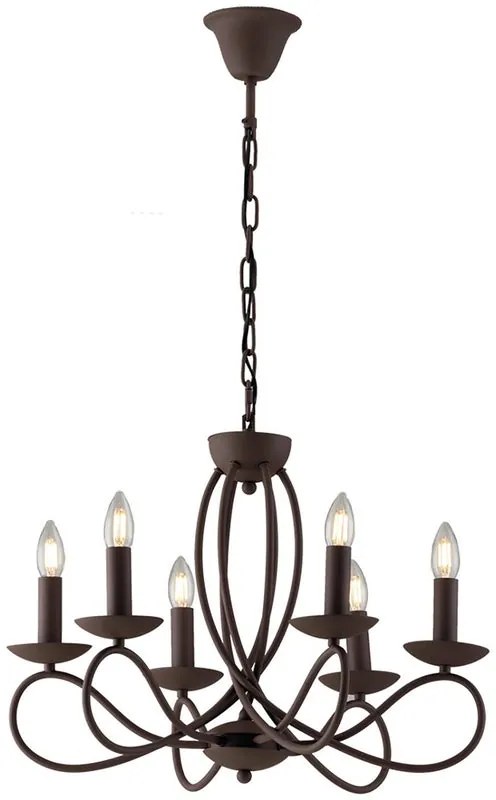 Lampadario Moderno Ginevra bronzo 6x E14 FAN EUROPE