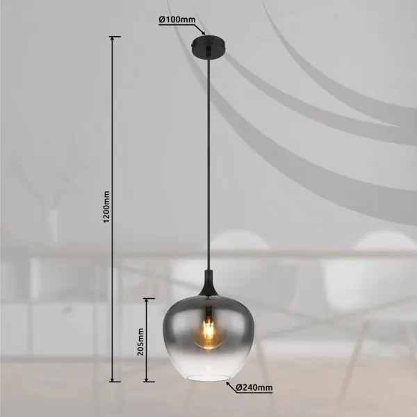 Globo 15548H - Lampadario a sospensione con filo MAXY 1xE27/40W/230V diametro 24 cm nero