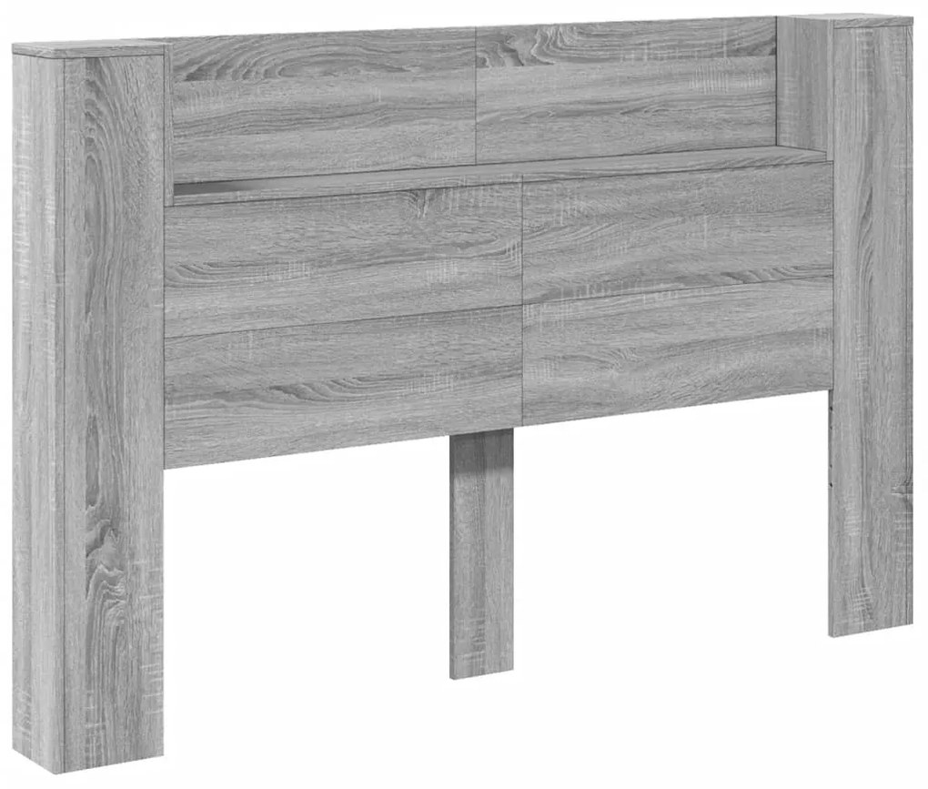 Testiera con contenitore a led grigio sonoma 160x16,5x103,5 cm