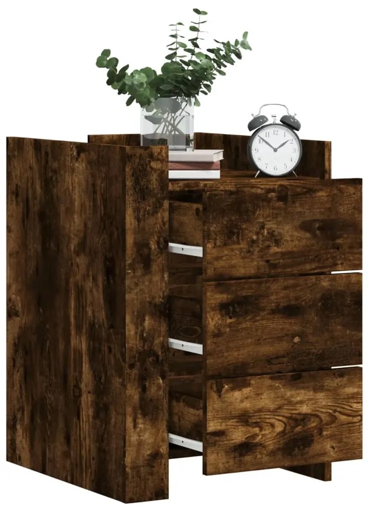 Comodino Rovere Fumo 45x50x65 Cm İn Legno Multistrato /