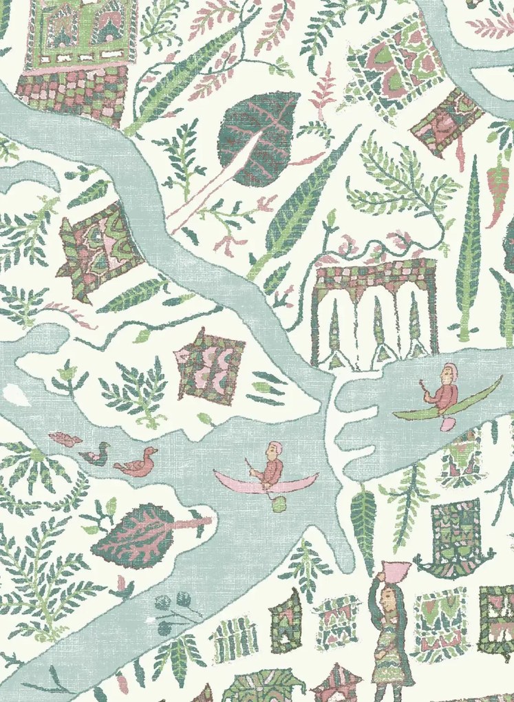 Lewis & Wood Carta da parati Utopia - Pistachio Rose