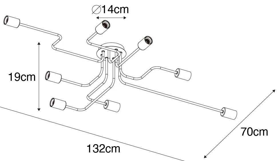 Plafoniera di design nera 8 luci - Facile