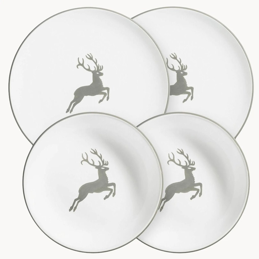 Set di 4 stoviglie fatte a mano Grey Deer, 2 persone
