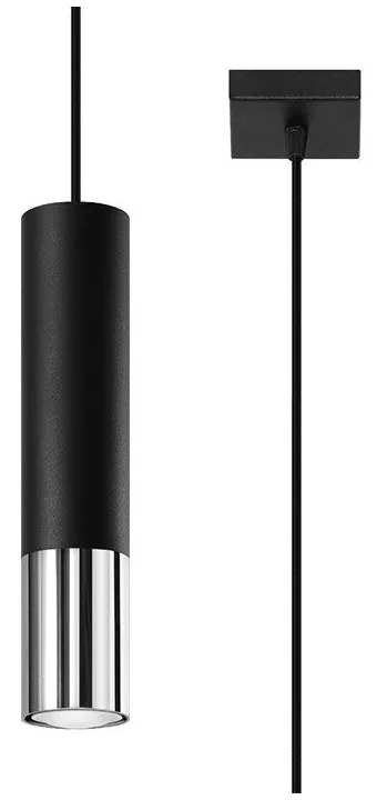 Lampadario nero/argentato in metallo ø 8 cm Longbot – Sollux