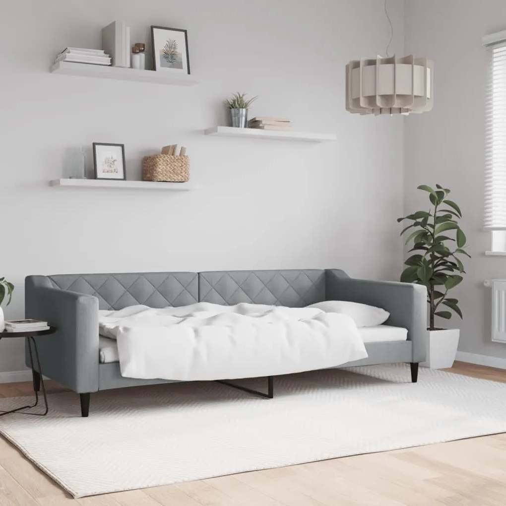 Letto Da Giorno Grigio Chiaro 90x200 Cm İn Tessuto /