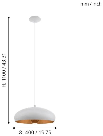 Eglo 94606 - Lampadario MOGANO 1xE27/60W/230V