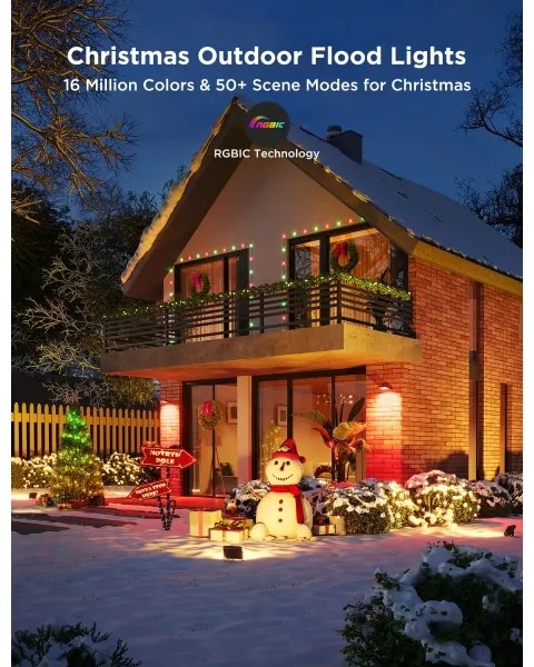 Govee - Set da 4 proiettori LED RGBICWW dimmerabili, 24W, 230V, IP66, compatibili con Matter e Wi‑Fi