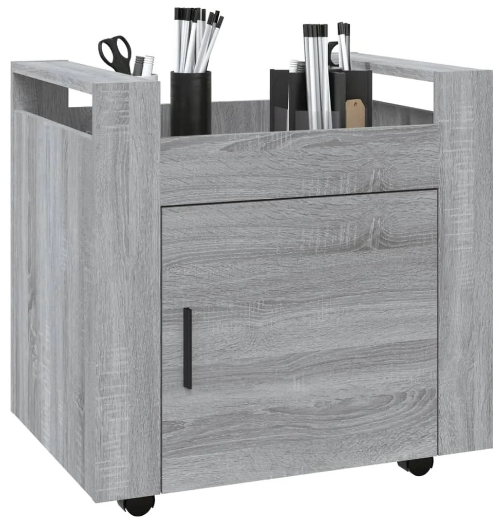 Carrello Scrivania Grigio Sonoma 60x45x60 cm Legno Multistrato