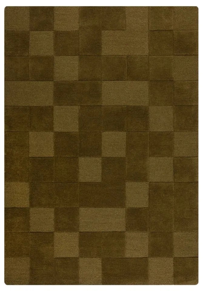 Tappeto in lana kaki tessuto a mano 160x230 cm Checkerboard - Flair Rugs