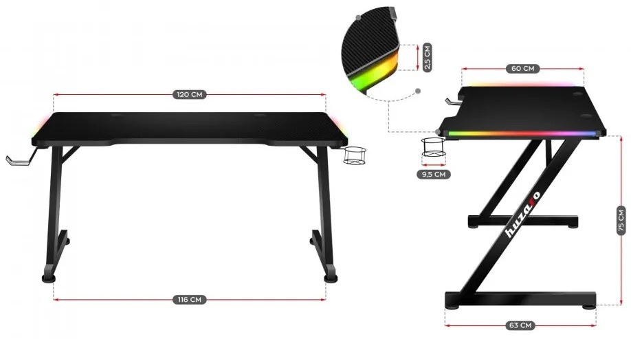 Tavolo da gioco HERO 2.5 con illuminazione a LED RGB