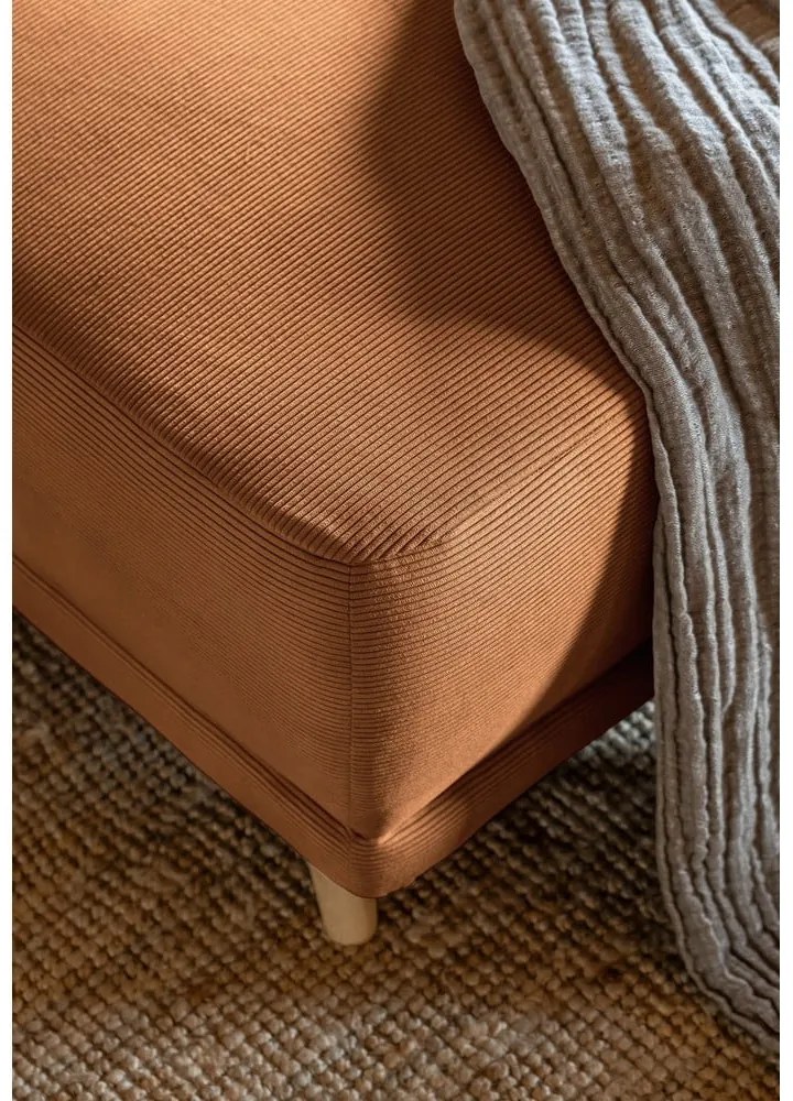 Divano letto angolare in velluto a coste color mattone (angolo destro a forma di U) Lazy Lukka - Miuform