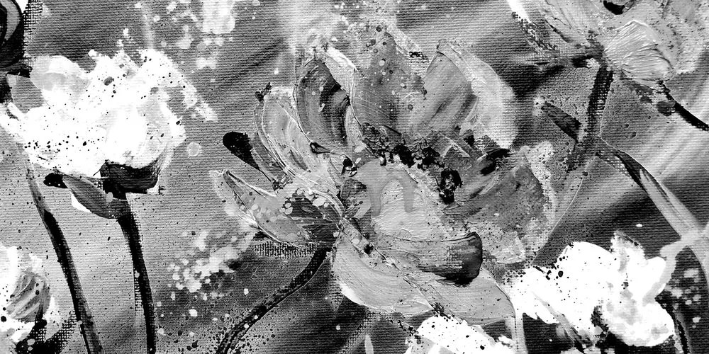Stampa su tela – Dipinto di fiori in bianco e nero