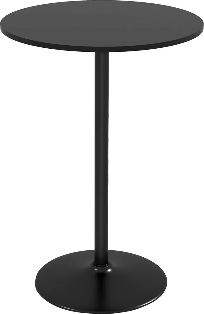 Tavolo Alto da Bar Moderno Rotondo con Base Ø70x102 cm in Acciaio e Piano in MDF Nero...