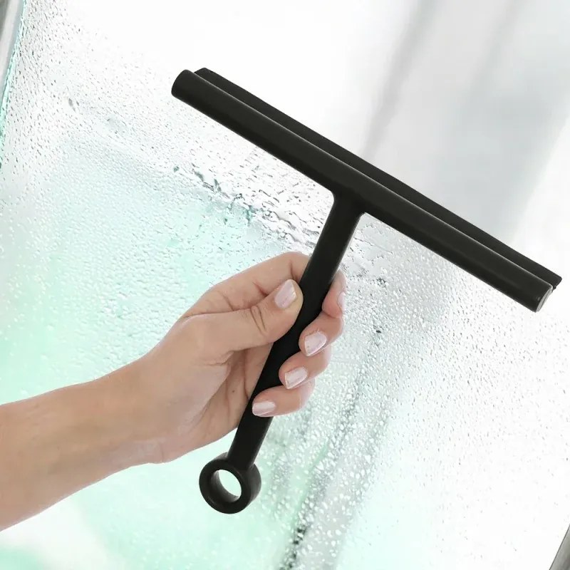 Tergivetro doccia nero in plastica antigraffio con ventosa Spring
