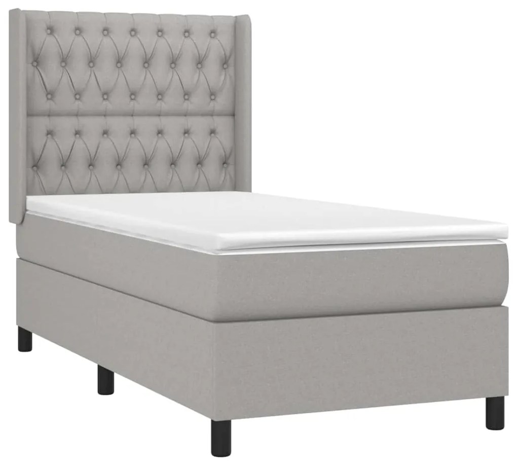 Giroletto a molle con materasso grigio chiaro 90x190 cm tessuto