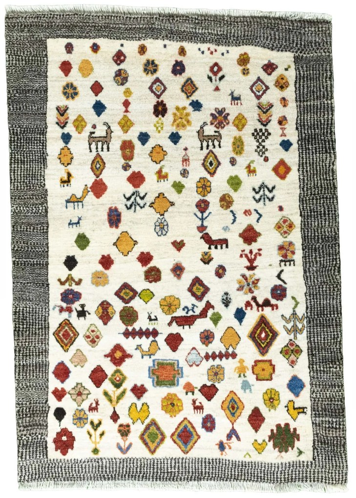 Gabbeh Tappeto persiano 140 x 100 Beige (Iran) Annodato A Mano
