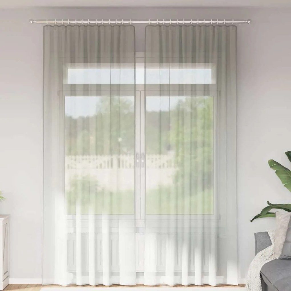 Tende İn Voile Con Passanti 2 Pz Grigio Chiaro 140x260 Cm /