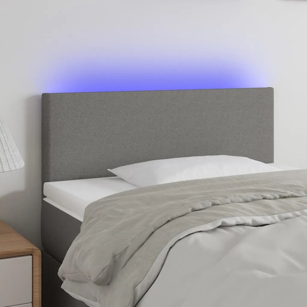 Testiera A Led Grigio Scuro 100x5x78/88 Cm İn Tessuto /