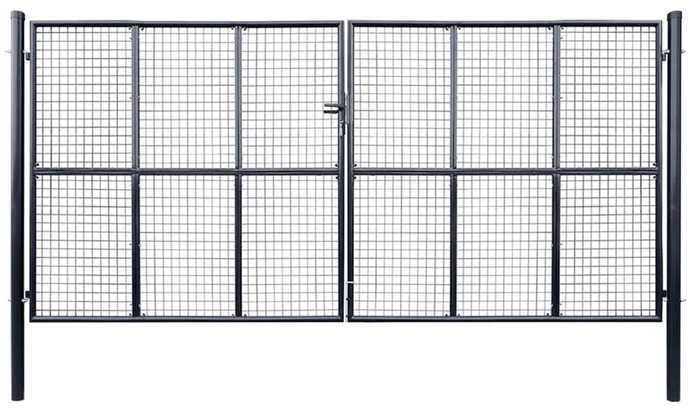Cancello Per Giardino İn Acciaio Zincato Grigio 400x175 Cm /