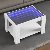 Tavolino Salotto con LED Bianco 73x53x45 cm Legno Multistrato 847546