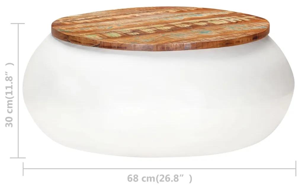 Tavolino da caffè bianco 68x68x30 cm in legno di recupero