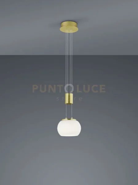 Sospensione madison led metallo ottone e  vetro sfera bianco 342010108