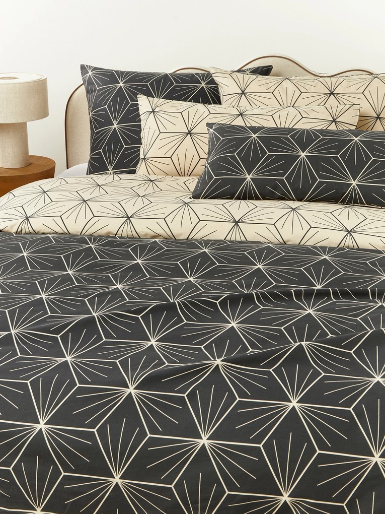 Copripiumino reversibile in cotone con stampa geometrica Ilda