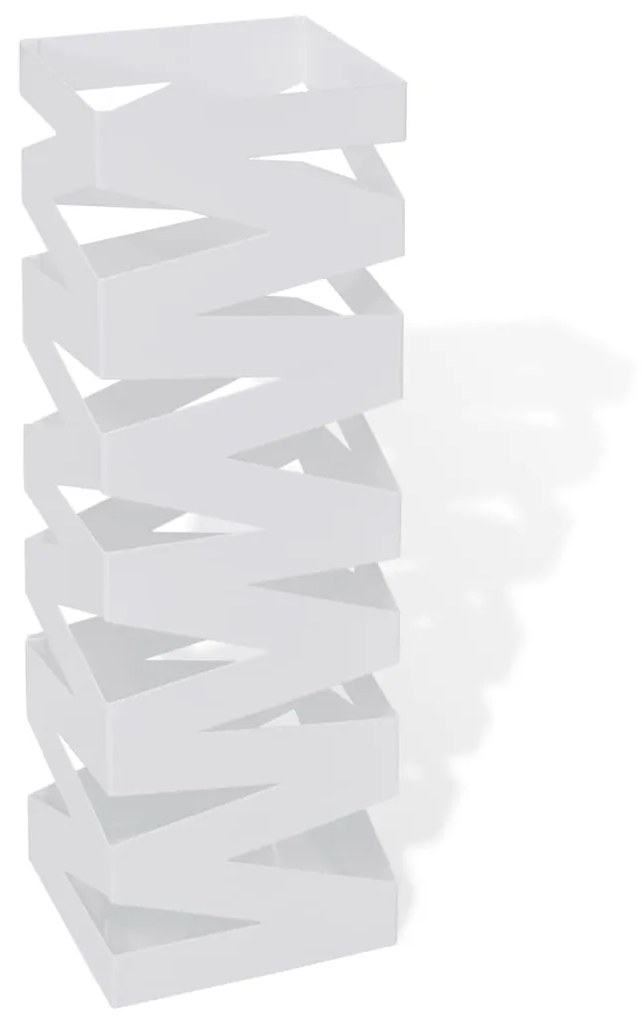 Portaombrelli Bastoni Passeggio Quadrato Acciaio 48,5 Cm Bianco /