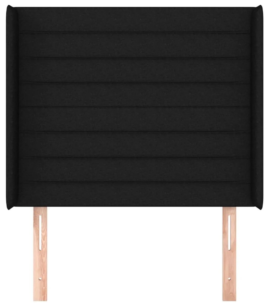 Testiera ad orecchio nera 103x16x118/128 cm in tessuto