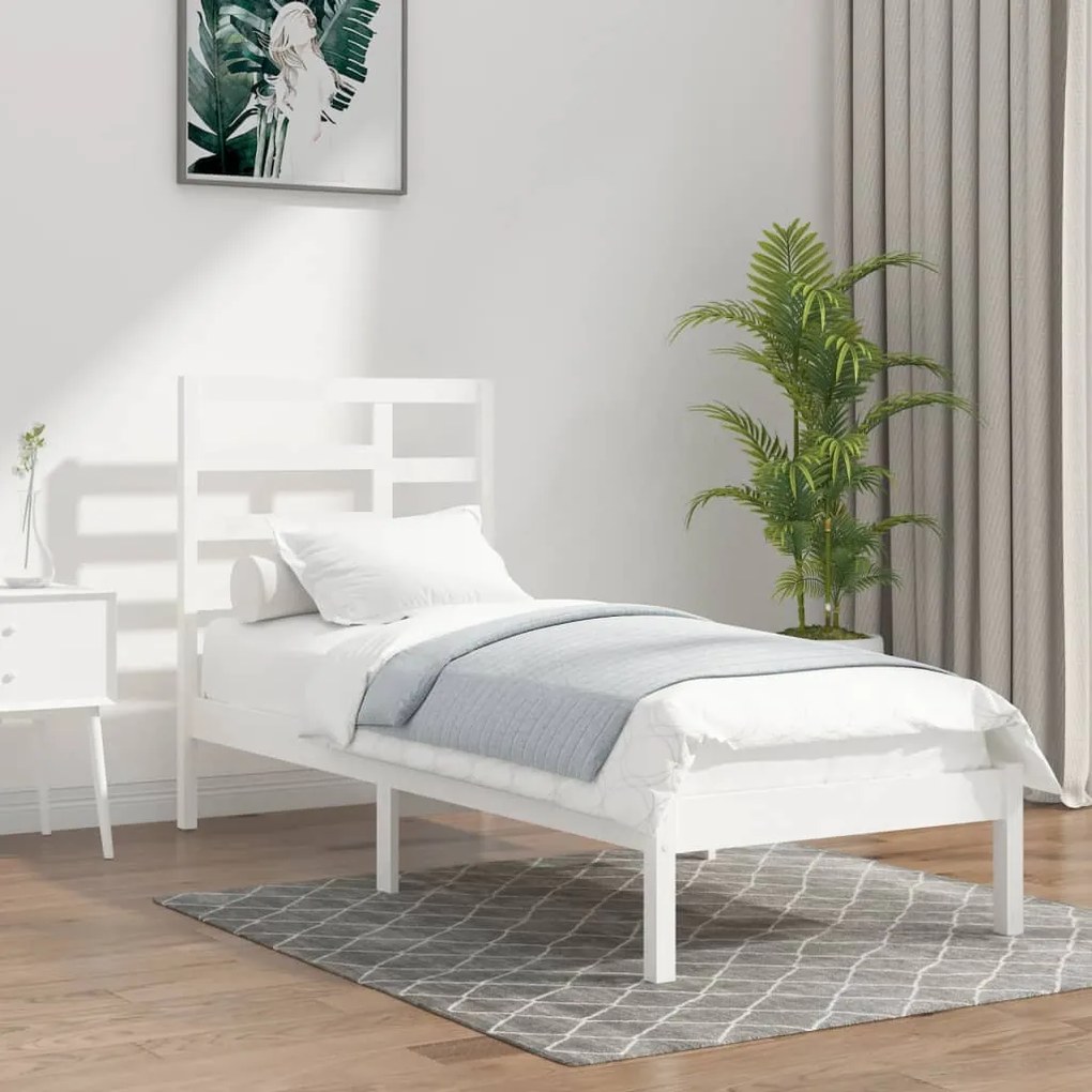 Giroletto Bianco İn Legno Massello 90x190 Cm Single /