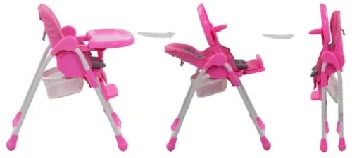 Seggiolone Pappa per Bambini Rosa e Grigio