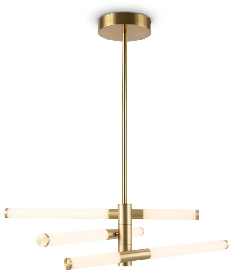 Lampadario A Sospensione Moderno Axis Alluminio Oro Acrilico 3 Luci Led 28W