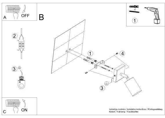 Sollux SL.1382 - Faretto da parete WINX 1xGU10/10W/230V nero/oro