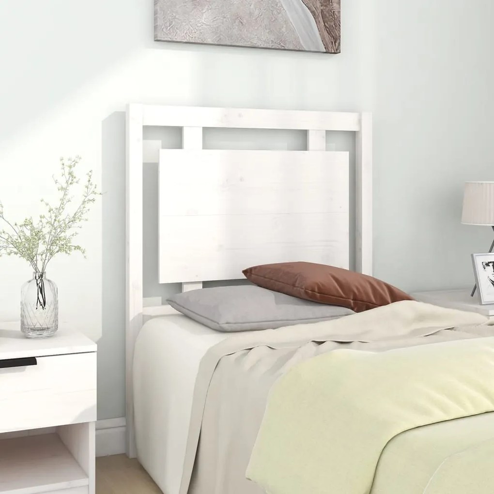 Testiera Per Letto Bianca 80,5x4x100 Cm Legno Massello Di Pino /