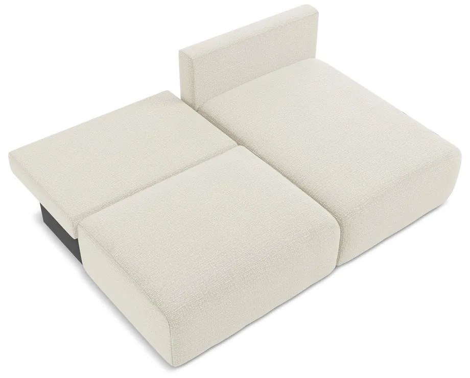 Divano angolare color crema allungabile/con contenitore (con penisola a destra) Kalena – Makamii