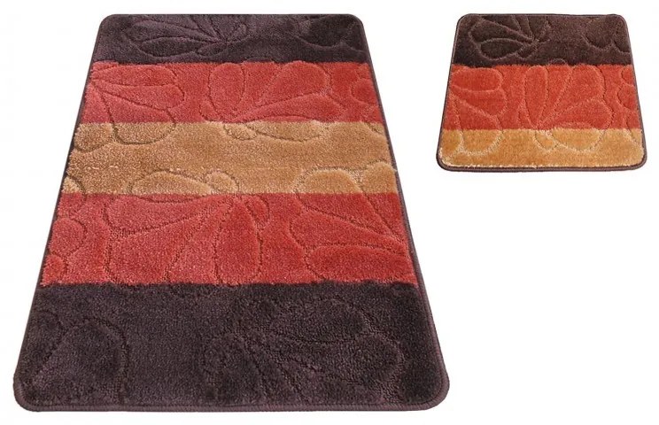 Set di due tappetini da bagno marrone-rosso