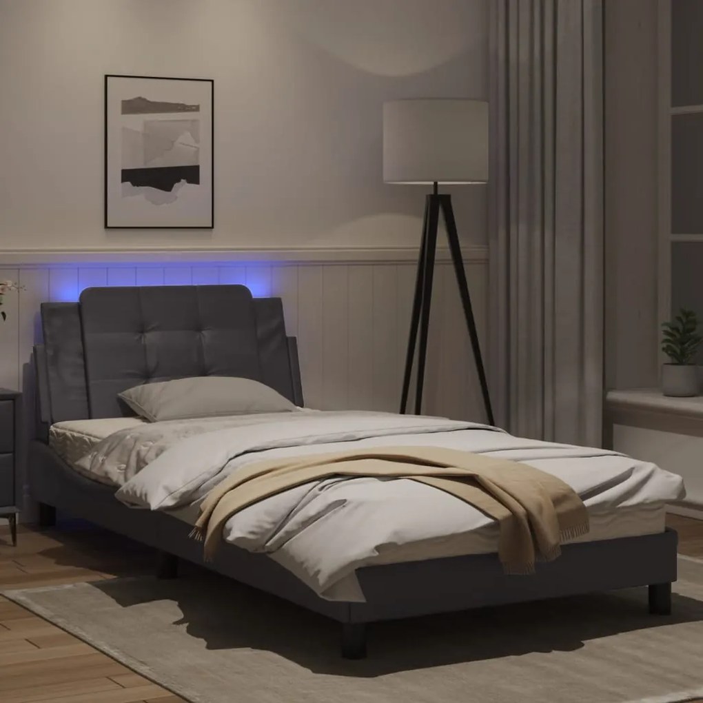 Giroletto con luci led grigio 100x200 cm in similpelle