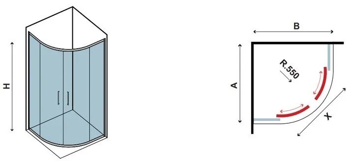 Kamalu - Box doccia semicircolare 90x90 cristallo opaco altezza 180cm | K400