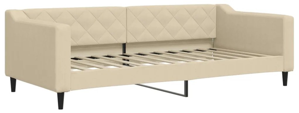 Divano letto con letto estraibile crema 90x200 cm in tessuto