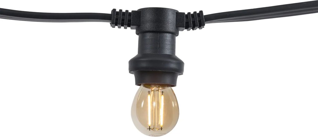Catena luminosa nera collegabile con spina, 6m, 10 luci E27, IP64 - Lubber